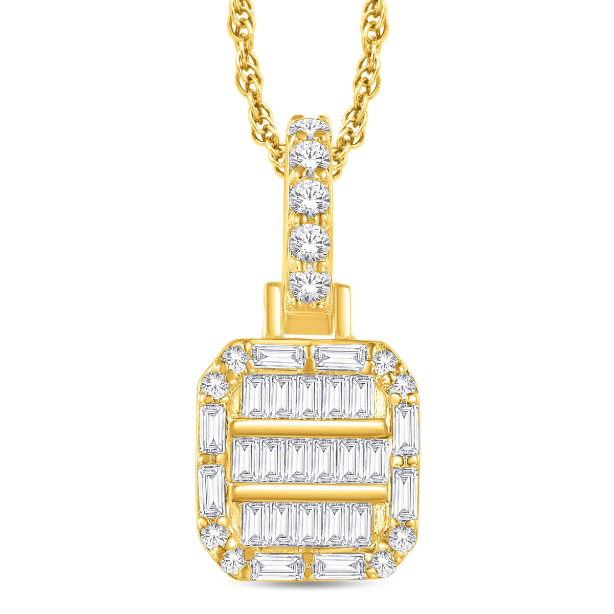 10 Karat All Yellow Gold 0.33 Carat Diamond Cushion Pendant - Picasso Gold & Diamond Jewelry