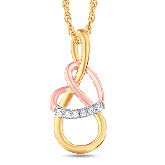 10 Karat Triple-Tone Gold 0.05 Carat Diamond Infinity Pendant - Picasso Gold & Diamond Jewelry