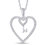10 Karat White Gold 0.15 Carat Heart & Key Shape Pendant - Picasso Gold & Diamond Jewelry