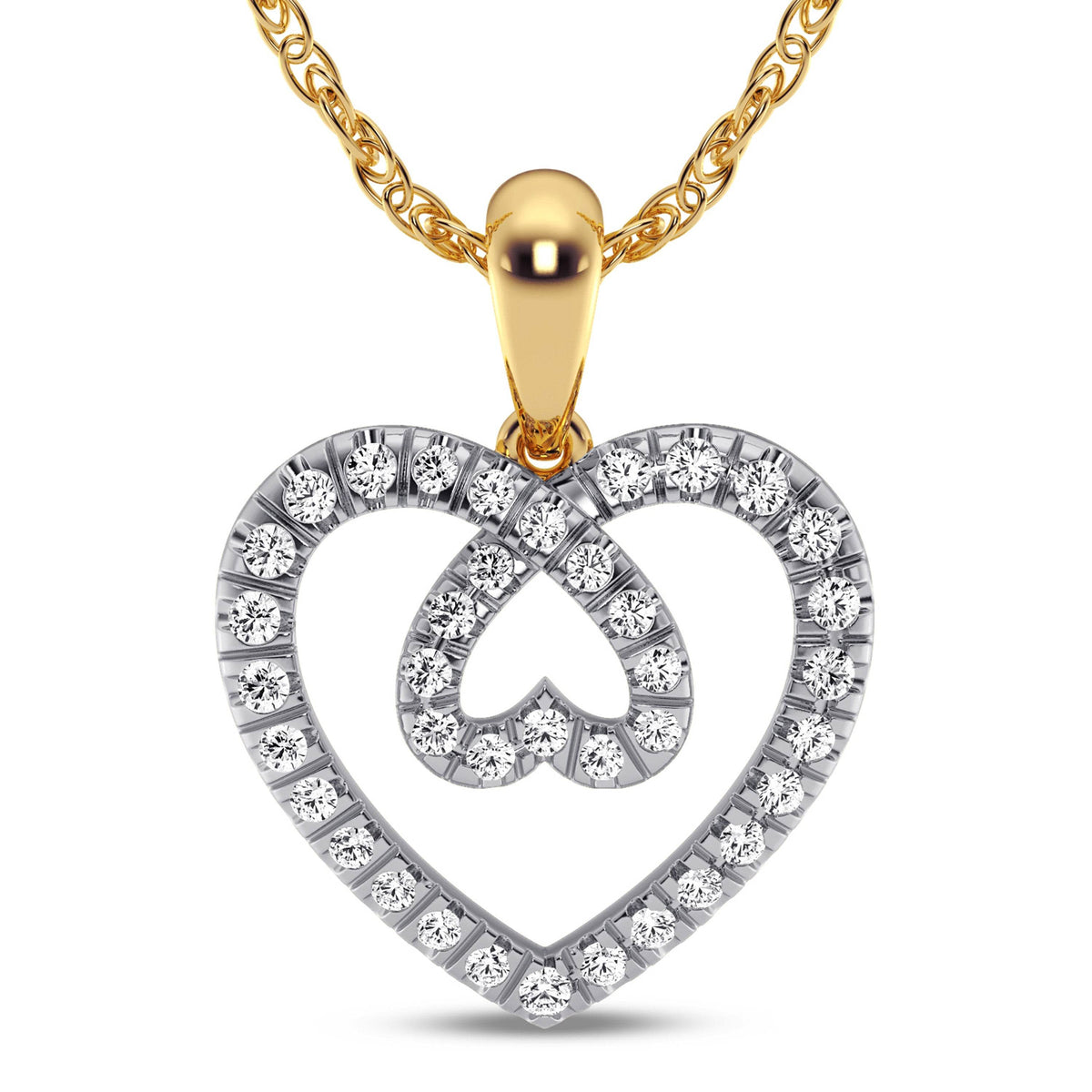 10 Karat Yellow Gold 0.21 Carat Diamond Heart Pendant - Picasso Gold & Diamond Jewelry