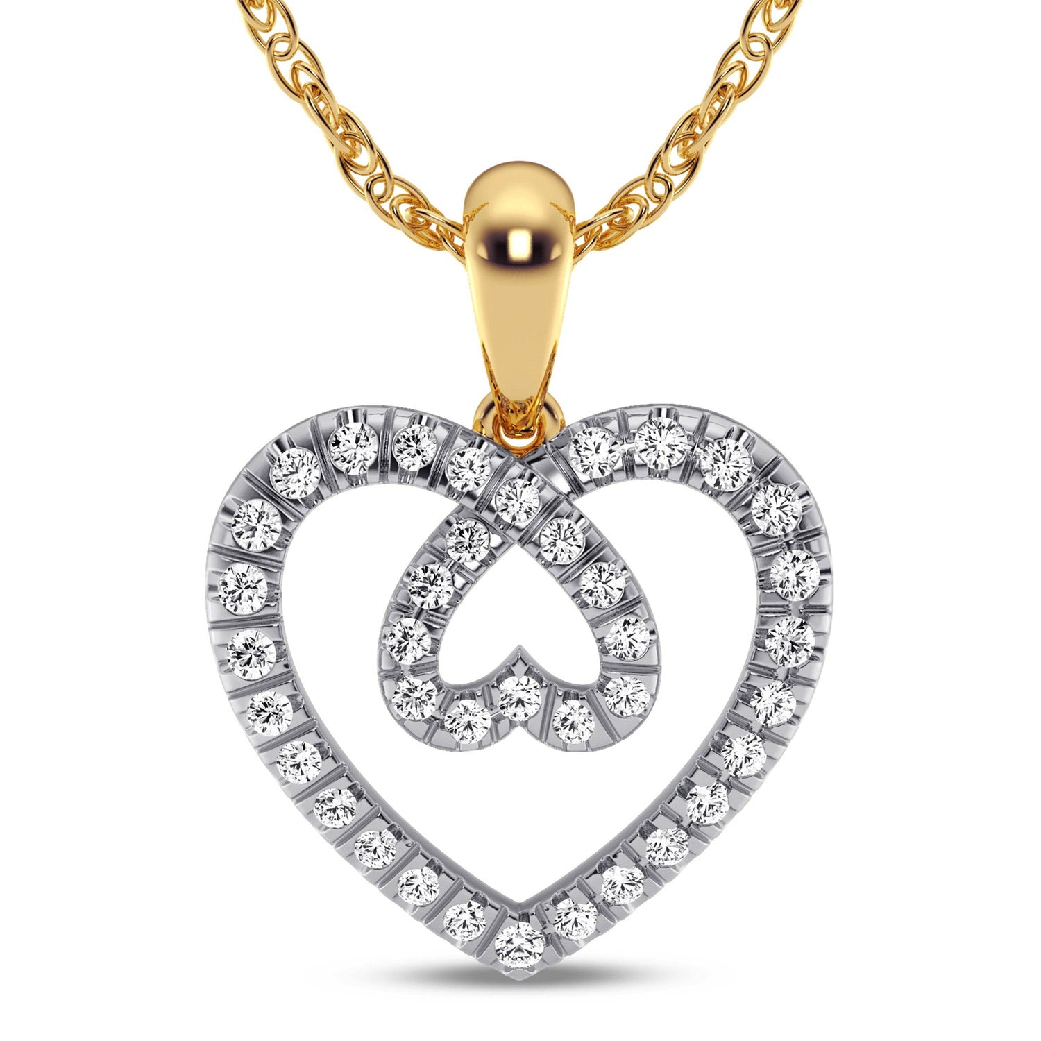 10 Karat Yellow Gold 0.21 Carat Diamond Heart Pendant - Picasso Gold & Diamond Jewelry