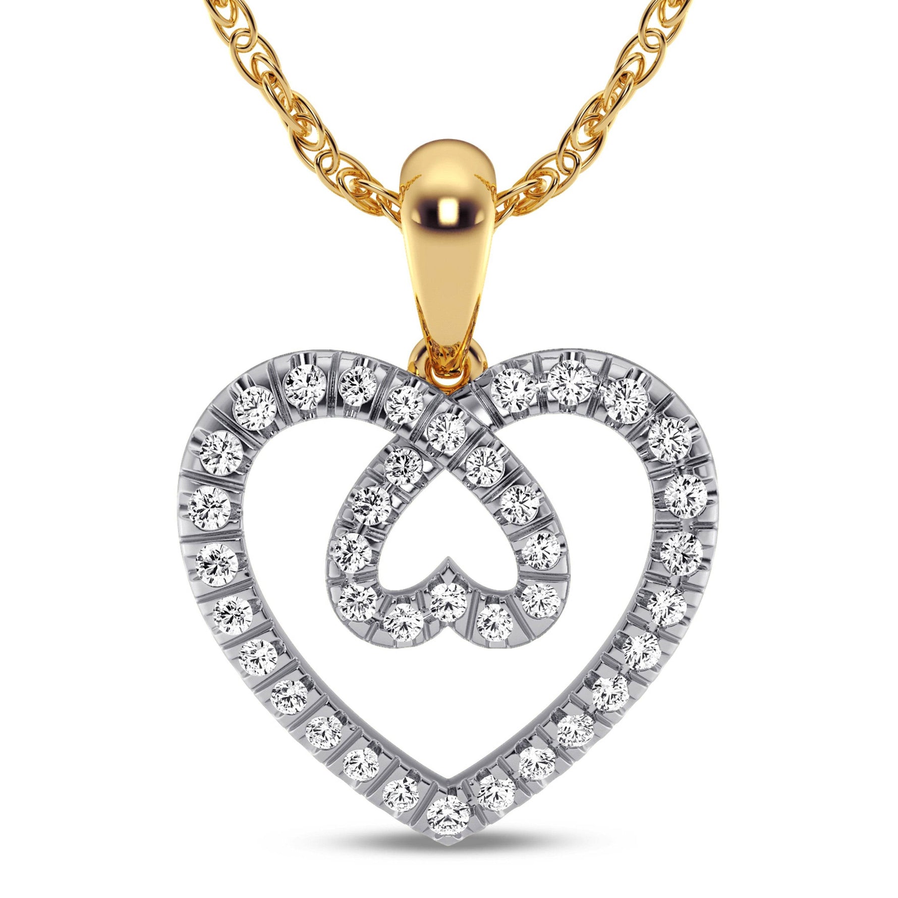 10 Karat Yellow Gold 0.21 Carat Diamond Heart Pendant - Picasso Gold & Diamond Jewelry