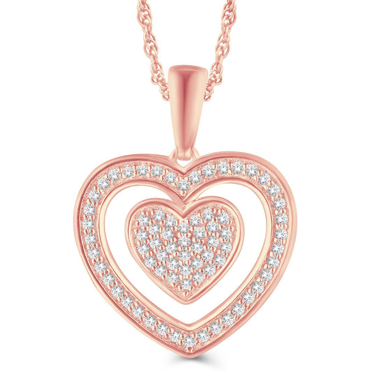 10KT All Rose Gold 0.20 Carat Inn Heart Pendant - Picasso Gold & Diamond Jewelry