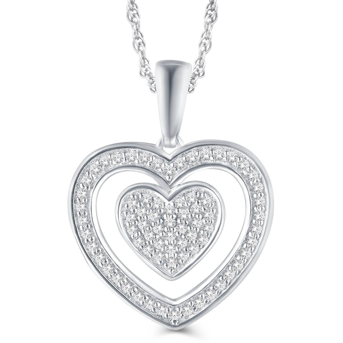 10KT White Gold 0.20 Carat Inn Heart Pendant - Picasso Gold & Diamond Jewelry