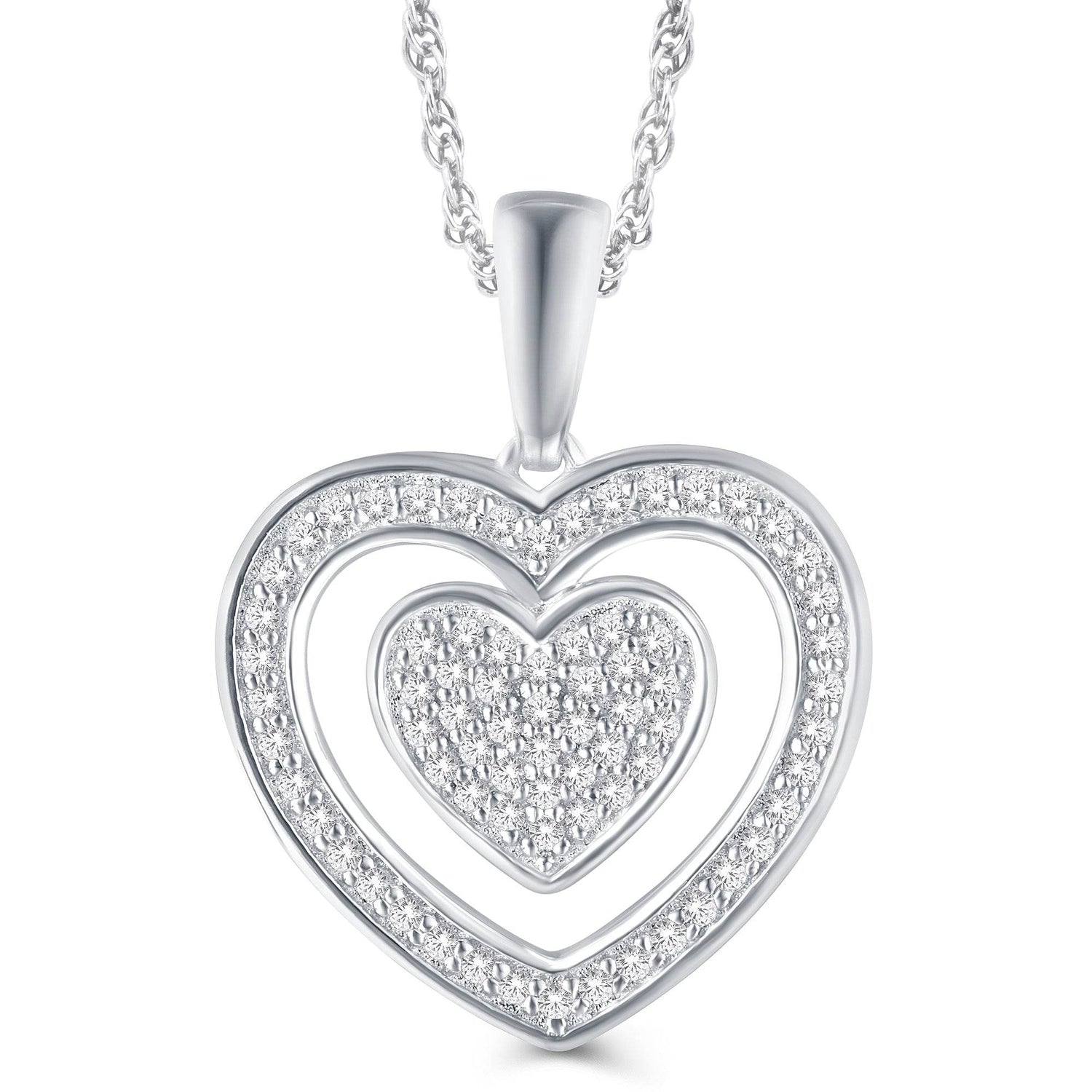 10KT White Gold 0.20 Carat Inn Heart Pendant - Picasso Gold & Diamond Jewelry
