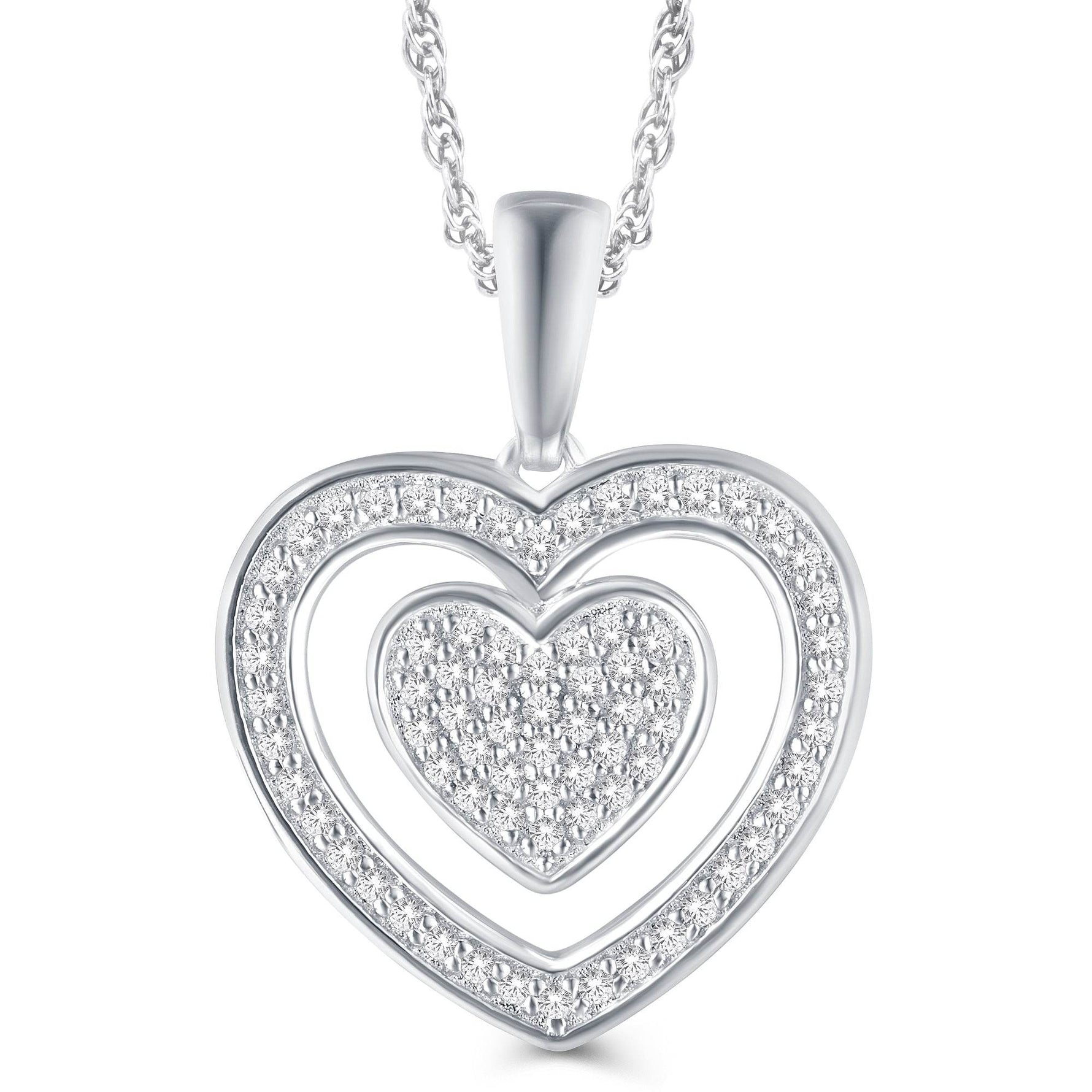 10KT White Gold 0.20 Carat Inn Heart Pendant - Picasso Gold & Diamond Jewelry