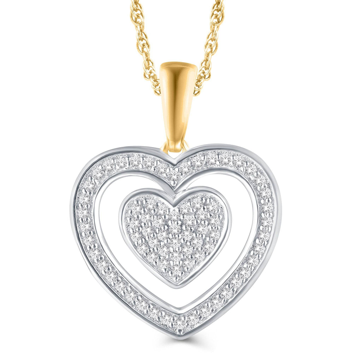 10KT Yellow Gold 0.20 Carat Inn Heart Pendant - Picasso Gold & Diamond Jewelry