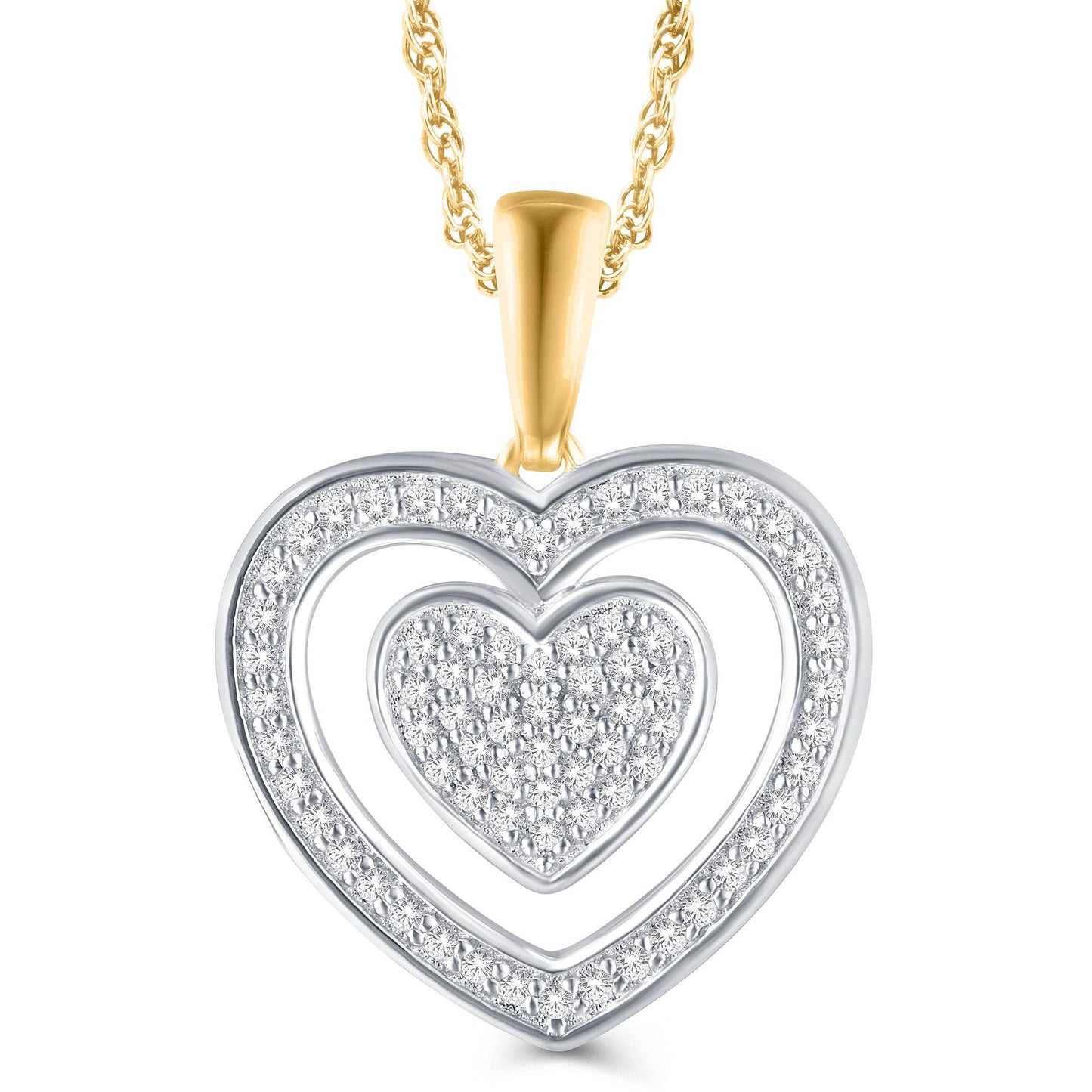 10KT Yellow Gold 0.20 Carat Inn Heart Pendant - Picasso Gold & Diamond Jewelry