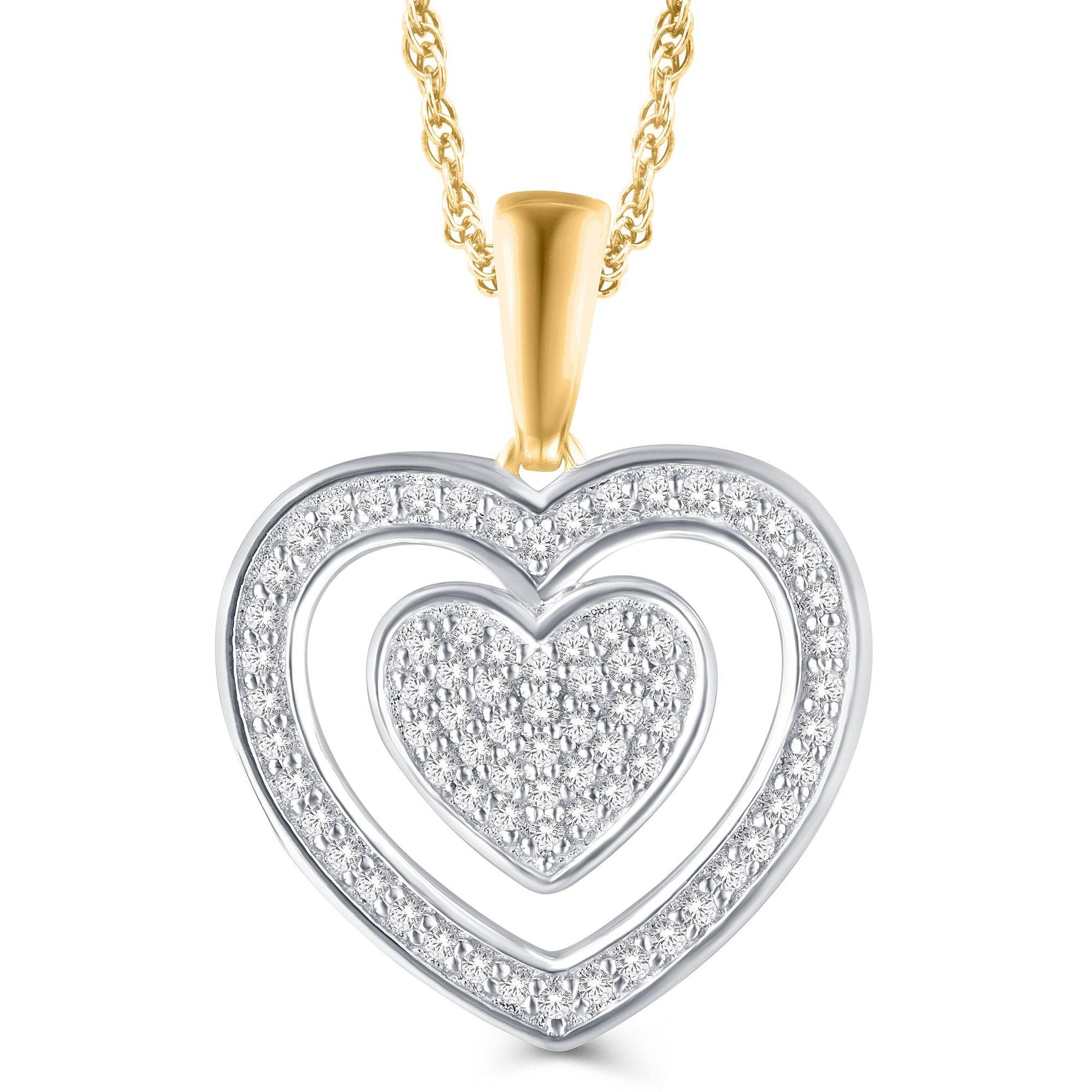 10KT Yellow Gold 0.20 Carat Inn Heart Pendant - Picasso Gold & Diamond Jewelry
