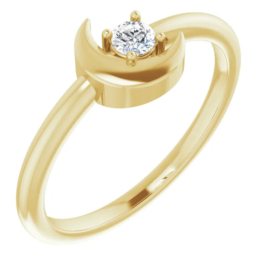 14K Yellow 1/10 CT Natural Diamond Celestial Ring