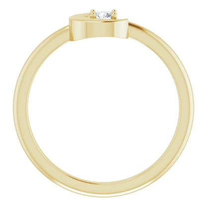 14K Yellow 1/10 CT Natural Diamond Celestial Ring
