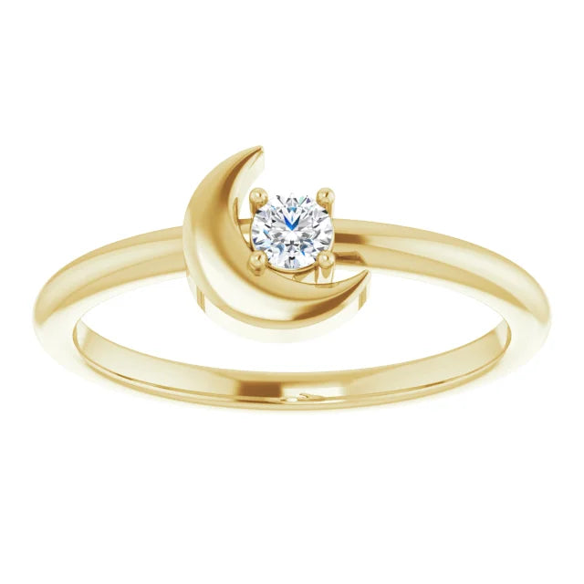 14K Yellow 1/10 CT Natural Diamond Celestial Ring