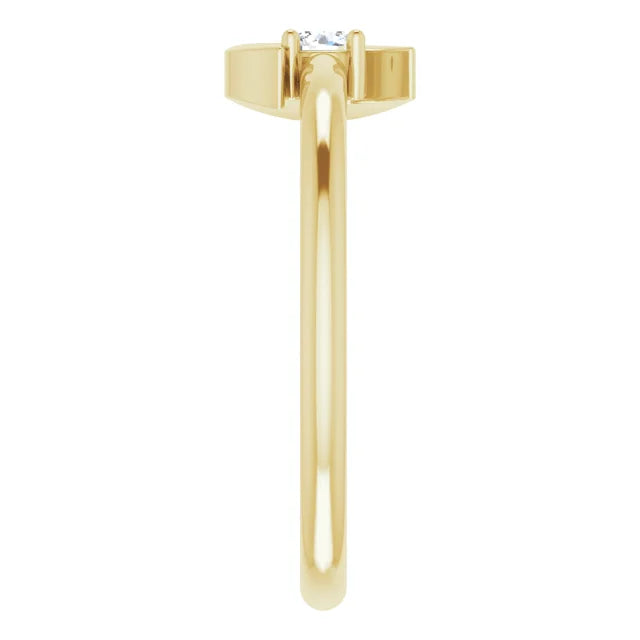 14K Yellow 1/10 CT Natural Diamond Celestial Ring