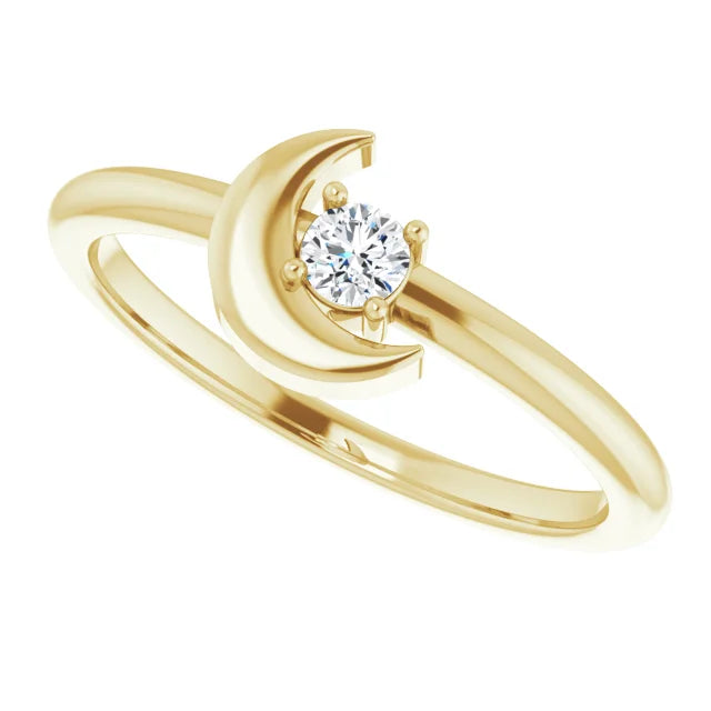 14K Yellow 1/10 CT Natural Diamond Celestial Ring