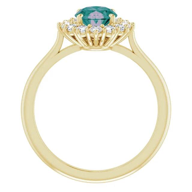 14K Gold Lab-Grown Alexandrite & 3/8 CTW Natural Diamond Ring - Picasso Gold & Diamond Jewelry