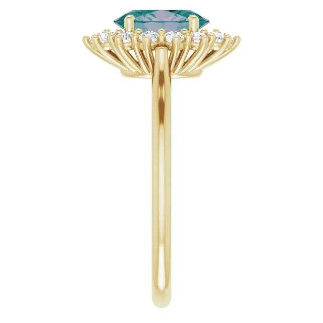 14K Gold Lab-Grown Alexandrite & 3/8 CTW Natural Diamond Ring - Picasso Gold & Diamond Jewelry