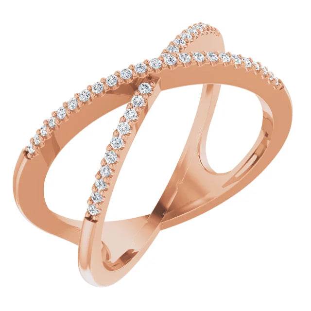14K Rose 1/6 CTW Natural Diamond Criss-Cross Ring - Picasso Gold & Diamond Jewelry