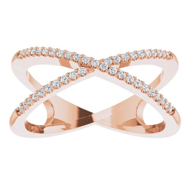14K Rose 1/6 CTW Natural Diamond Criss-Cross Ring - Picasso Gold & Diamond Jewelry
