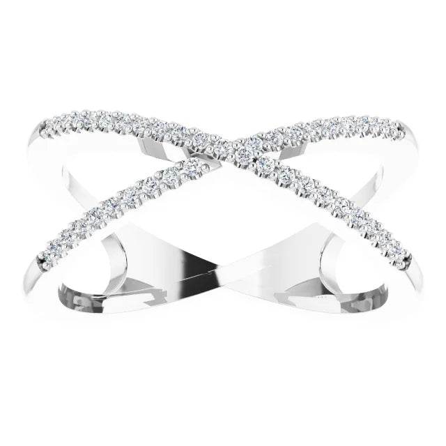 14K White 1/6 CTW Natural Diamond Criss-Cross Ring - Picasso Gold & Diamond Jewelry