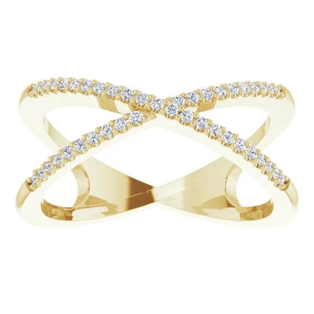 14K Yellow 1/6 CTW Natural Diamond Criss-Cross Ring - Picasso Gold & Diamond Jewelry