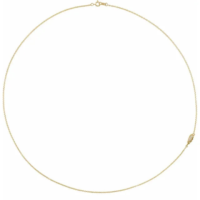 14K Yellow .015 CTW Natural Diamond Off-Center Angel Wing 18" Necklace