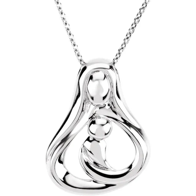 Sterling Silver 1 Child Mother's Embrace 16" Necklace - Picasso Gold & Diamond Jewelry