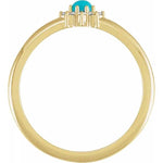14K Yellow Natural Turquoise & .07 CTW Natural Diamond Halo-Style Ring - Picasso Gold & Diamond Jewelry